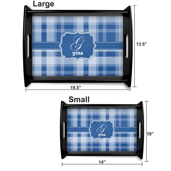 Plaid Serving Tray Black Sizes