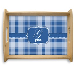 Plaid Natural Wooden Tray - Large (Personalized)