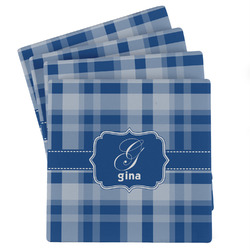 Plaid Absorbent Stone Coasters - Set of 4 (Personalized)