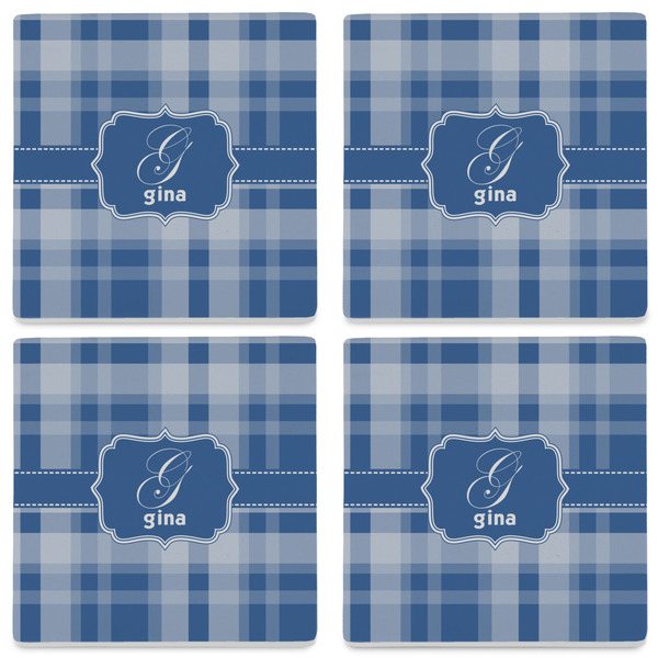 Plaid Set of 4 Sandstone Coasters - See All 4 View