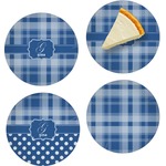 Plaid Set of 4 Glass Appetizer / Dessert Plate 8" (Personalized)