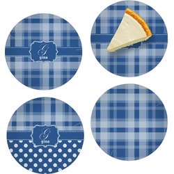 Plaid Set of 4 Glass Appetizer / Dessert Plate 8" (Personalized)