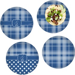 Plaid Set of 4 Glass Lunch / Dinner Plate 10" (Personalized)