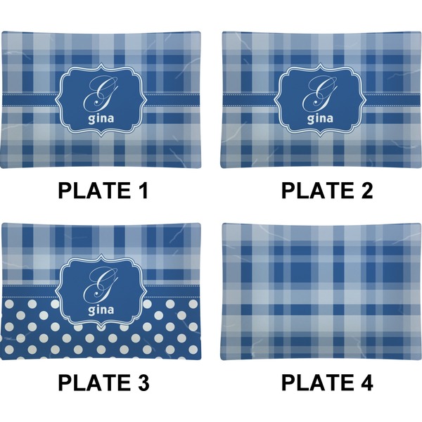 Plaid Set of Rectangular Appetizer / Dessert Plates (Approval)