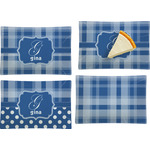 Plaid Set of 4 Glass Rectangular Appetizer / Dessert Plate (Personalized)