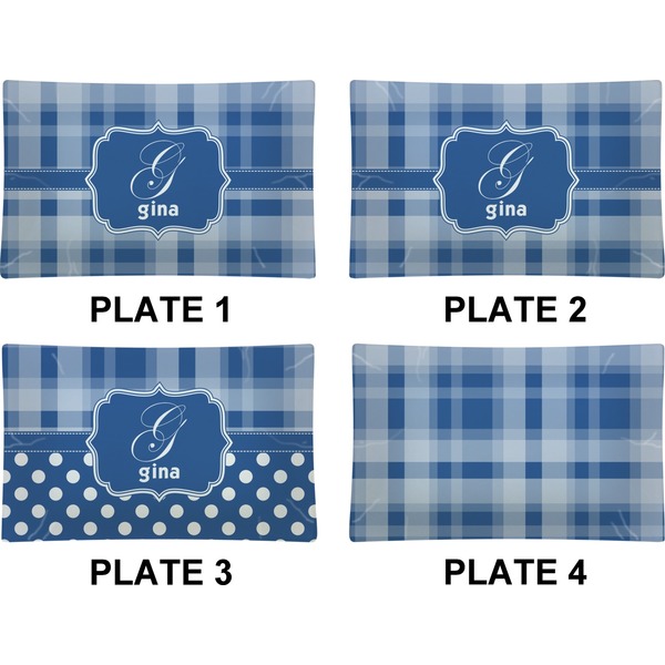 Plaid Set of Rectangular Dinner Plates (Approval)