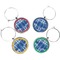 Plaid Set of Silver Wine Wine Charms