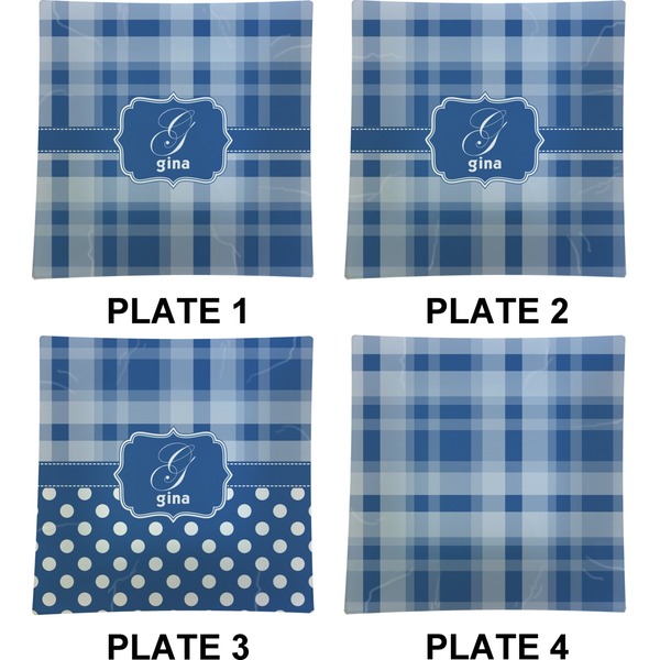 Plaid Set of Square Dinner Plates (Approval)