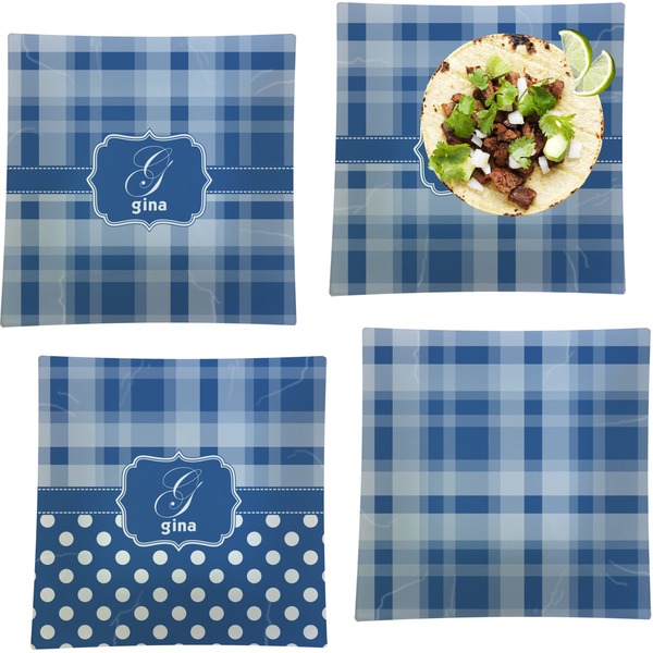 Plaid Set of Square Dinner Plates