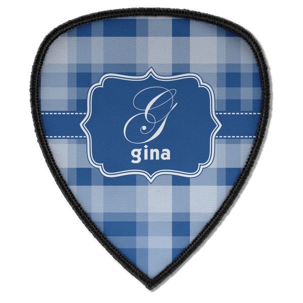 Custom Plaid Iron on Shield Patch A w/ Name and Initial