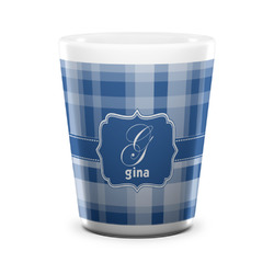 Plaid Ceramic Shot Glass - 1.5 oz - White - Set of 4 (Personalized)