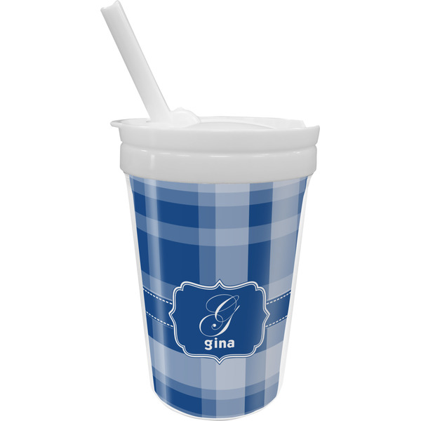 Custom Plaid Sippy Cup with Straw (Personalized)