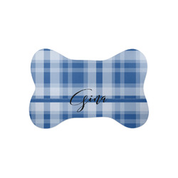 Plaid Bone Shaped Dog Food Mat (Small) (Personalized)