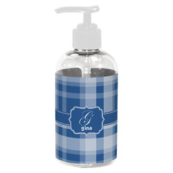 Plaid Plastic Soap / Lotion Dispenser (8 oz - Small - White) (Personalized)