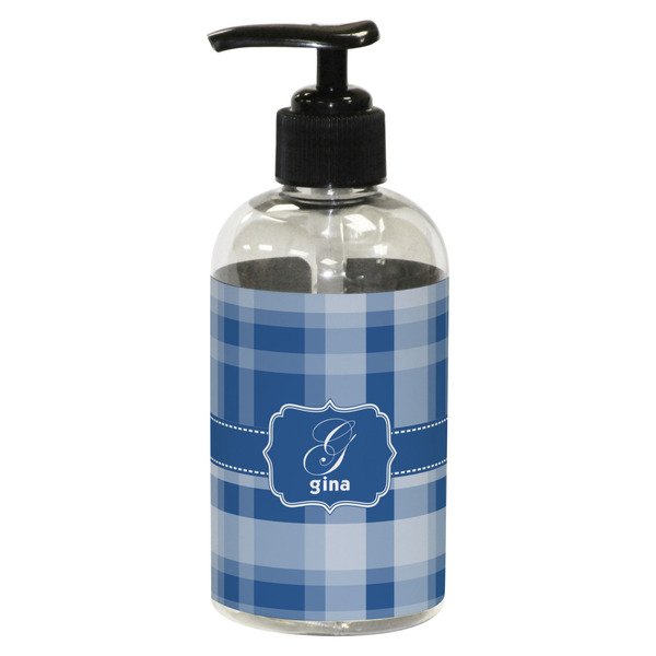 Custom Plaid Plastic Soap / Lotion Dispenser (8 oz - Small - Black) (Personalized)