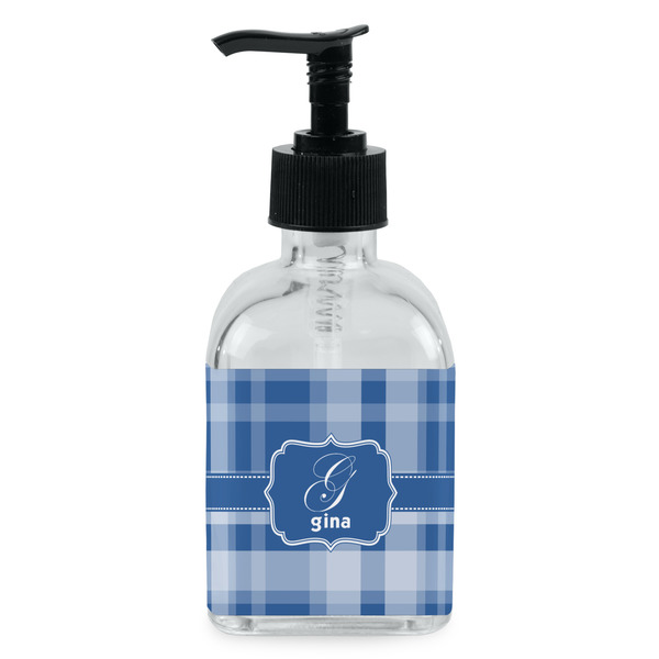 Custom Plaid Glass Soap & Lotion Bottle - Single Bottle (Personalized)