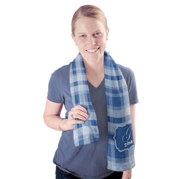 Plaid Sport Towel - Exercise use - Model