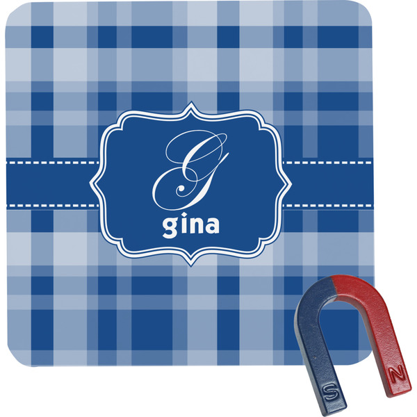 Custom Plaid Square Fridge Magnet (Personalized)