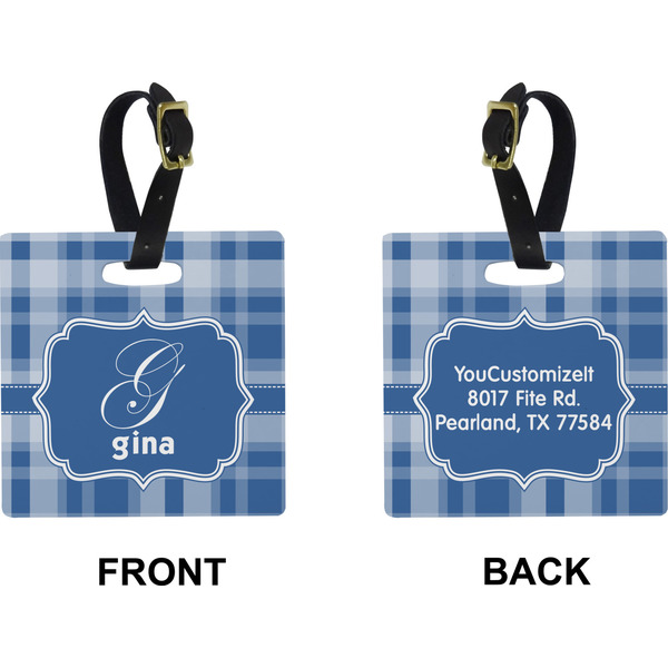 Plaid Square Luggage Tag (Front + Back)