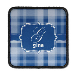 Plaid Iron On Square Patch w/ Name and Initial