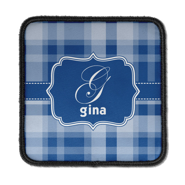Custom Plaid Iron On Square Patch w/ Name and Initial