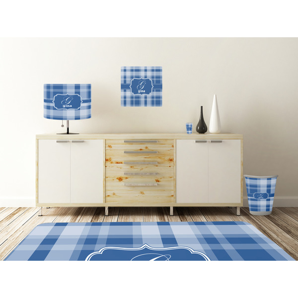 Plaid Square Wall Decal Wooden Desk