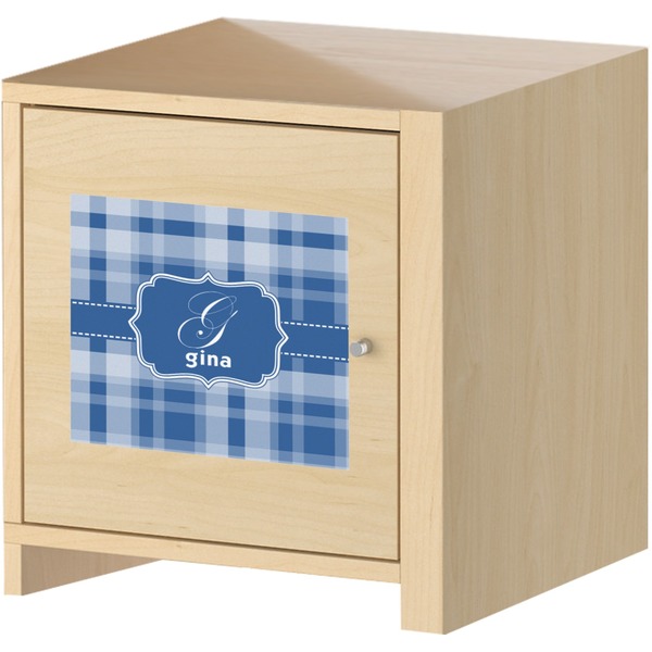 Plaid Square Wall Decal on Wooden Cabinet