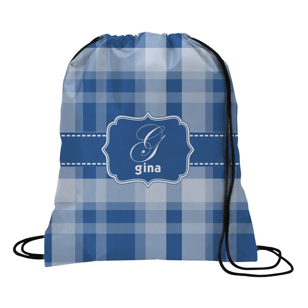 Custom Plaid Drawstring Backpack - Large (Personalized)