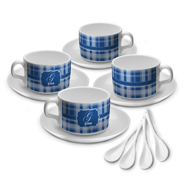 Custom Plaid Tea Cup - Set of 4 (Personalized)
