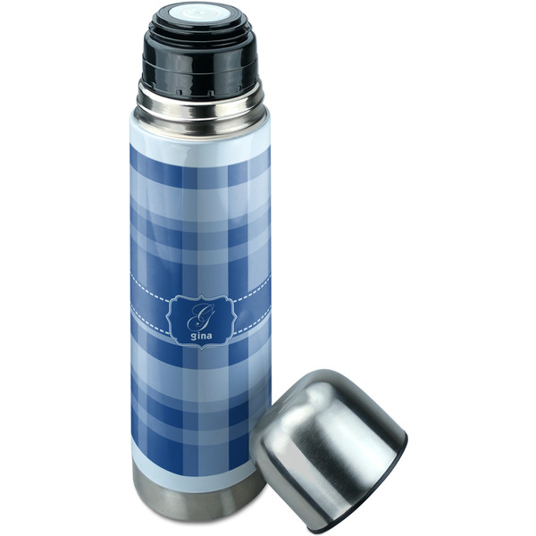 Plaid Thermos - Lid Off