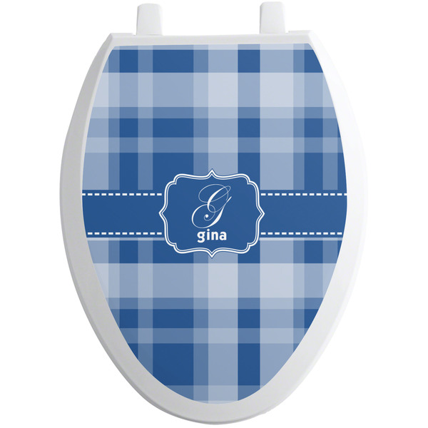 Custom Plaid Toilet Seat Decal - Elongated (Personalized)