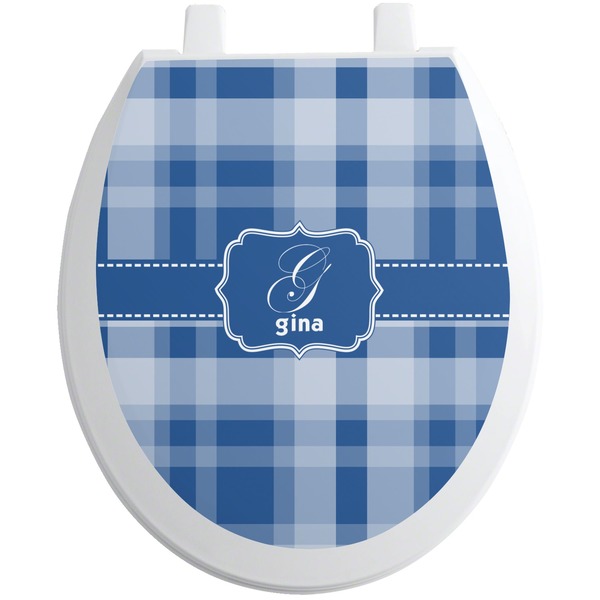 Custom Plaid Toilet Seat Decal - Round (Personalized)