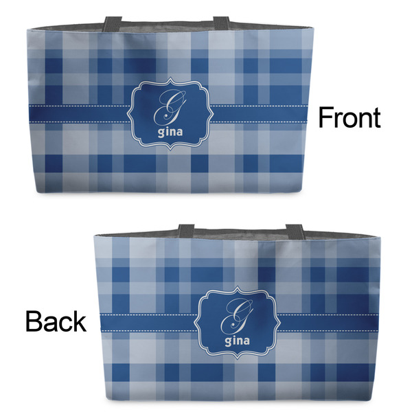 Plaid Tote w/Black Handles - Front & Back Views