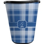 Plaid Waste Basket - Single Sided (Black) (Personalized)