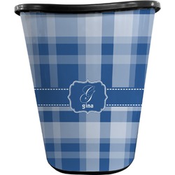 Plaid Waste Basket - Single Sided (Black) (Personalized)