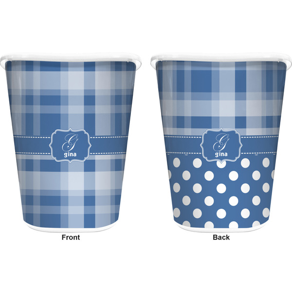Plaid Trash Can White - Front and Back - Apvl