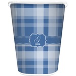 Plaid Waste Basket - Double Sided (White) (Personalized)