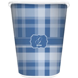 Plaid Waste Basket - Double Sided (White) (Personalized)
