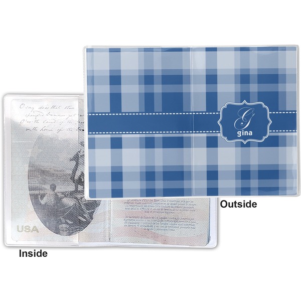 Plaid Vinyl Passport Holder - Flat Front and Back