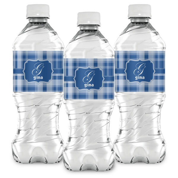Plaid Water Bottle Labels - Front View