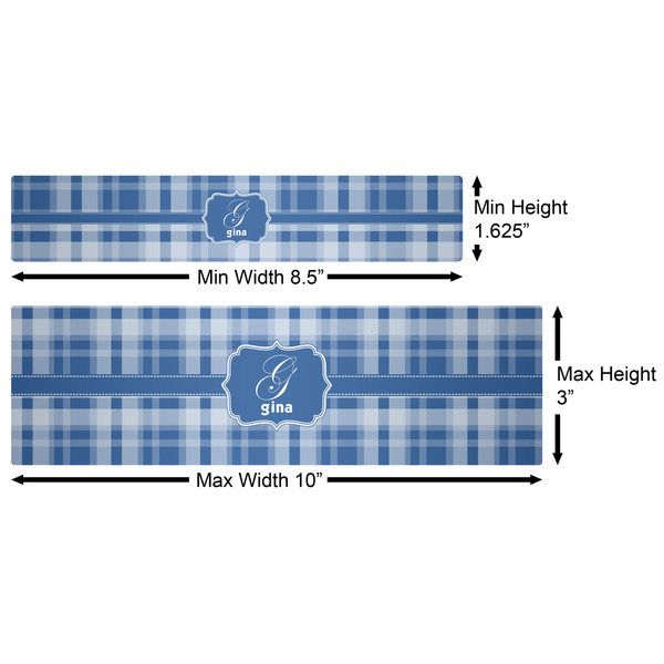 Plaid Water Bottle Labels w/ Dimensions