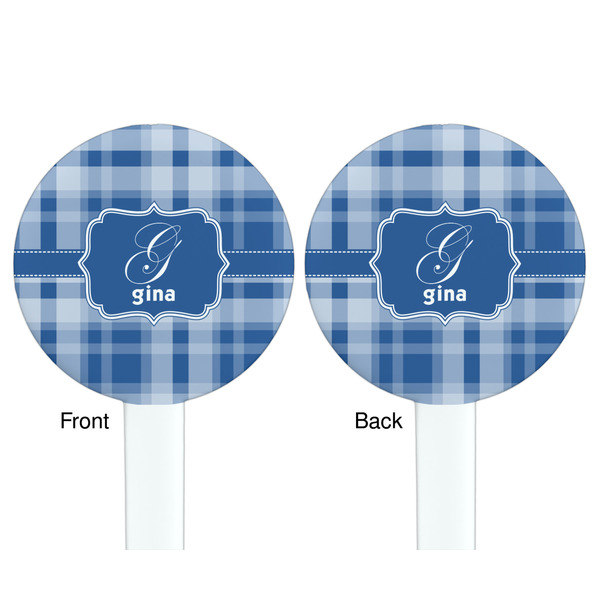 Plaid White Plastic 7" Stir Stick - Double Sided - Round - Front & Back