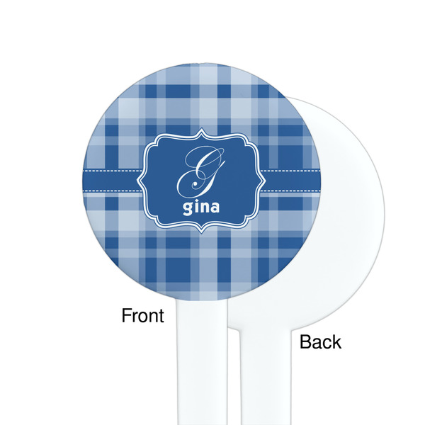 Plaid White Plastic 7" Stir Stick - Single Sided - Round - Front & Back