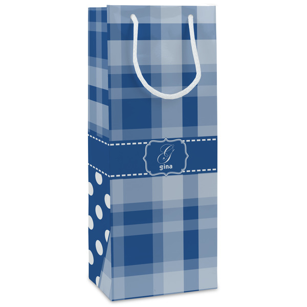 Custom Plaid Wine Gift Bags - Gloss (Personalized)
