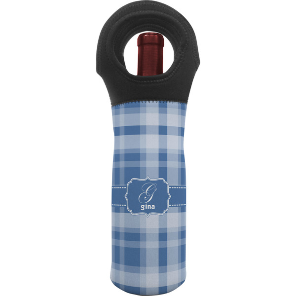 Custom Plaid Wine Tote Bag (Personalized)