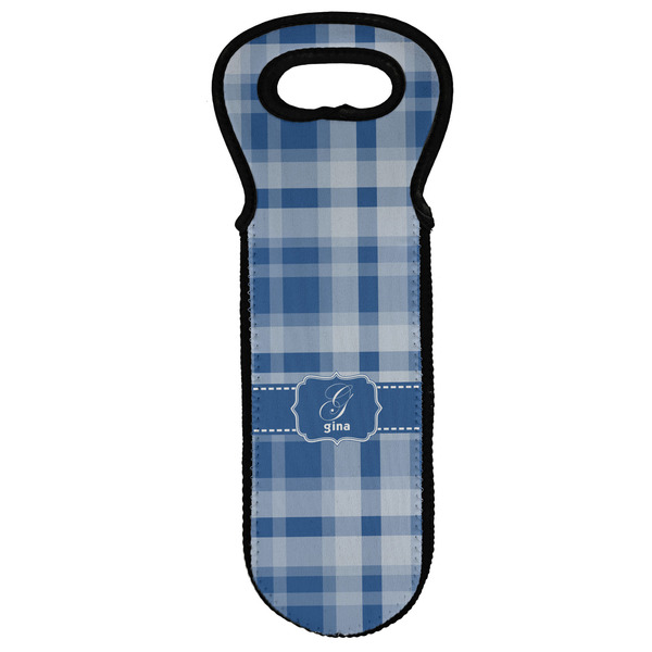 Custom Plaid Wine Tote Bag (Personalized)