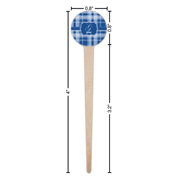 Plaid Wooden 4" Food Pick - Round - Dimensions