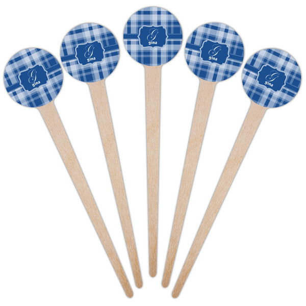 Plaid Wooden 4" Food Pick - Round - Fan View