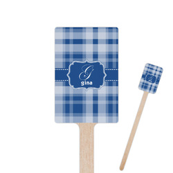 Plaid 6.25" Rectangle Wooden Stir Sticks - Single Sided (Personalized)