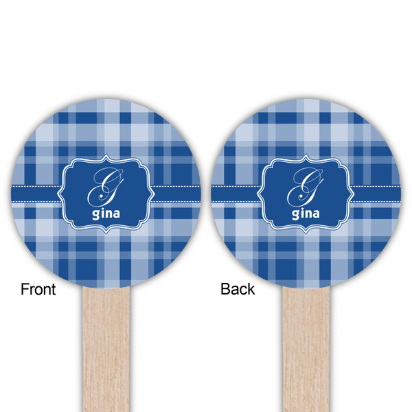 Plaid Wooden 6" Food Pick - Round - Double Sided - Front & Back
